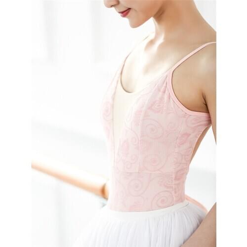 Women Embossing flocking Adult Ballet Leotard Ladies Sleeveless Gymnastics Dance Leotards Ballerina Performance Training Suit
