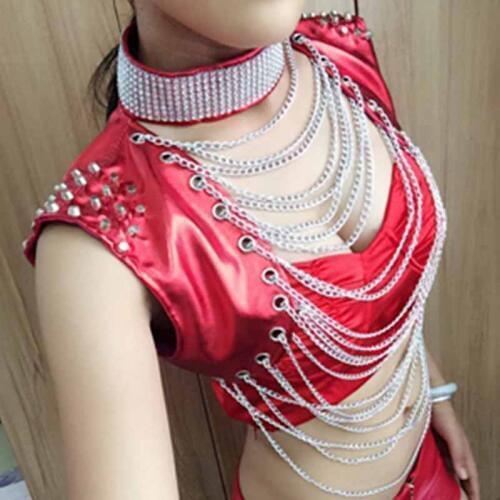 Jazz Top Sexy Faux Leather Vest Dj Costumes Pole Dance Rave Clothes Nightclub Dancer Performance Clothes Ds Gogo Outfits PY116