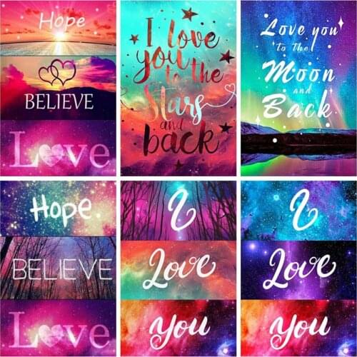 EverShine Diamond Embroidery Text Cross Stitch Mosaic Art Kits Diamond Painting Landscape Rhinestones Needlework Wall Decor