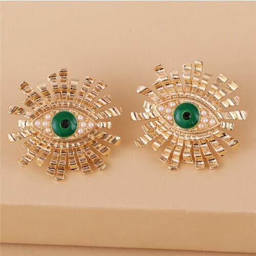 Wholesale JUJIA New Geometric Eye Stud Earrings Vintage Simple Metal Punk Earrings boucle oreille brincos Statement Jewelry