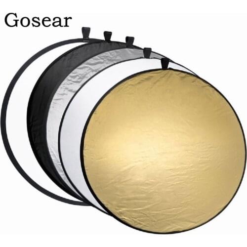 Gosear 5 in 1 110cm Collapsible Round Camera Lighting Photo Disc Reflector Diffuser Kit Carrying Case Photography Equipment