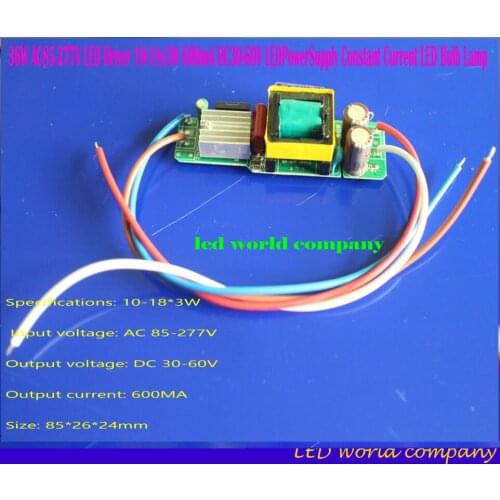 5pieces Isolation 36W AC85-277V LED Driver 10-18x3W 600mA DC30-60V LED PowerSupply Constant Current LED Bulb Lamp Free Shipping