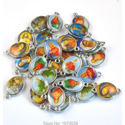 Colorful catholic accessory two holes connector in bracelet or rosary mixed picture