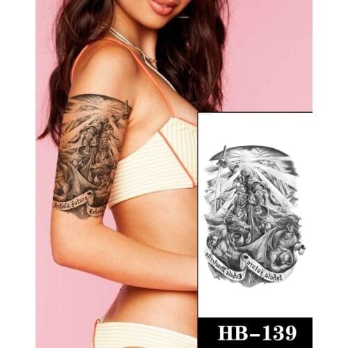 Wing Holy Angel Waterproof Temporary Tattoo Sticker Devil Iron Chain Sword English Letters Flash Tattoos Body Art Arm Fake Tatoo