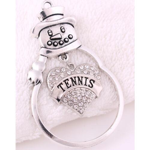 TENNIS Embellished with Clear Crystal Rhinestones & Dangles Inside Snowman Pendant Ornament.Will be Cherished for Generations