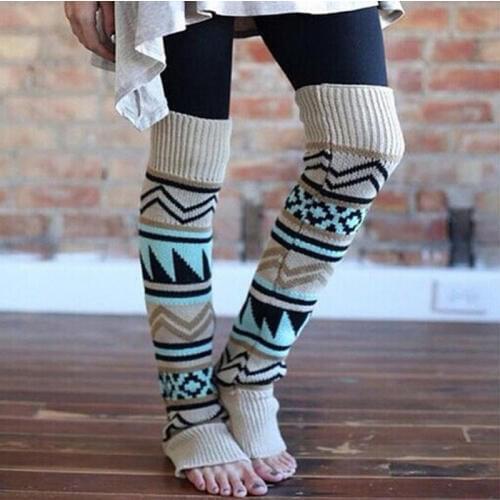 Fashion Leg Warmers Women Warm Knee High 2020 Winter Knit Solid Crochet Leg Warmer Socks Christmas Warm Boot Cuffs Beenwarmers