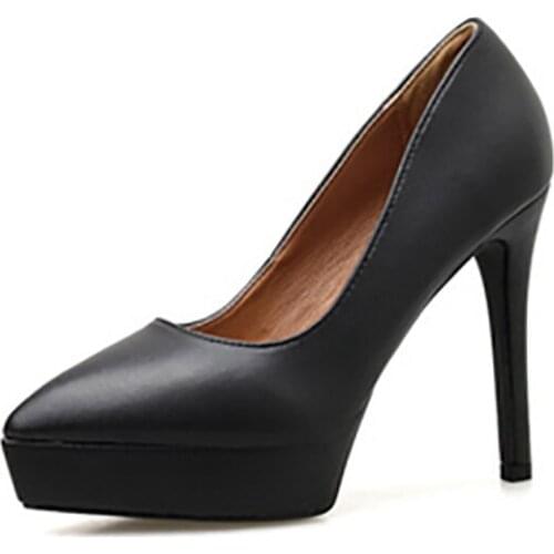 European and American style fashion simple sexy slim thin heel super high heels shallow mouth pointed toe waterproof platform