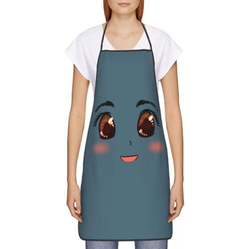 Cartoon Expression Kitchen oil resistant wreath Kids Anime kitchen apron women Man For Barbecue 72*52cm