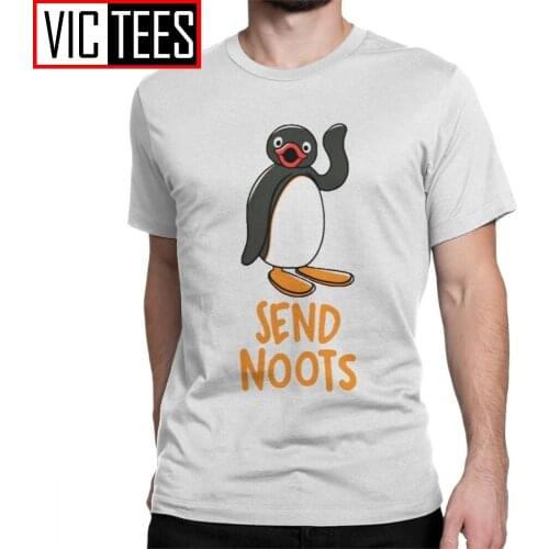Send Noots Pingu T-Shirts Men Cotton T Shirts Penguin Series Meme Kids 80s 90s Retro Cute Short Sleeve Tee Shirt Gift Idea Tops