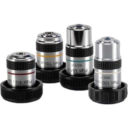 AmScope Achromatic Plan Objective Lens Set 4X 10X 40X 100X PAX-YX