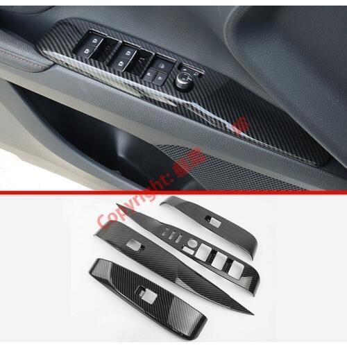 Carbon Fiber Style Interior Door Window Buttons Cover Trim For Toyota Camry MK8 2018 2019