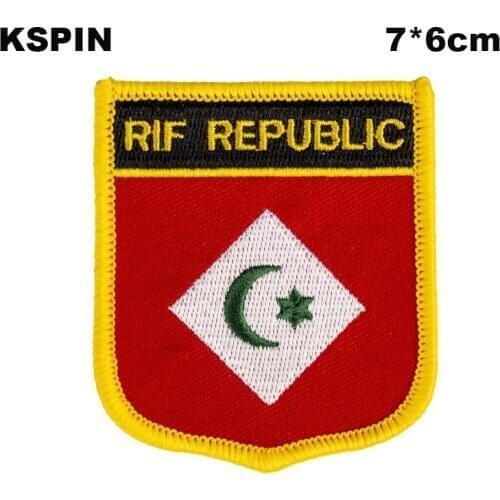 RIF Republic Shield Shape Iron-on Flag Patch Embroidered Saw on Badges Patches for Clothing