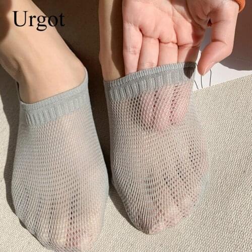 Urgot 1 Pair Women Socks Slippers Fashion Comfortable Non-slip Mesh Women Socks Slippers Cotton Motion Invisible Socks Female