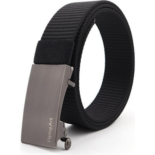 New Mens Tactical Belt Black Unisex Korean High Quality Metal Automatic Buckle Adjustable Military Outdoor training Police Belt