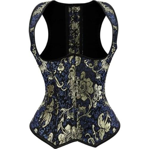 Sexy Vintage Fashion Hot Stamping Print Vest Underbust Corset Waist Cincher Back Clip Shapewear S-6XL