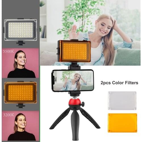Portable Smartphone Video Kit Phone Video Rig LED Fill Light 5500K/3200K+Phone Holder+Mini Tripod for Phone Vlog Video Recording
