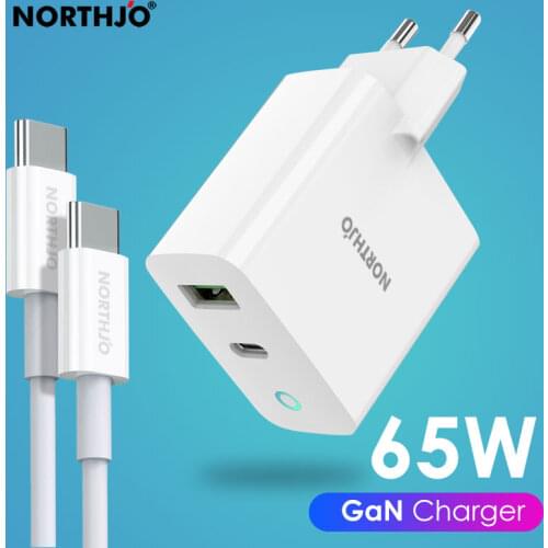 NORTHJO 65W USB C PD Laptop Charger Power Adapter with Type C Charging Cable for MacBook Pro Air 11 12 13 15 16 inch EU Plug