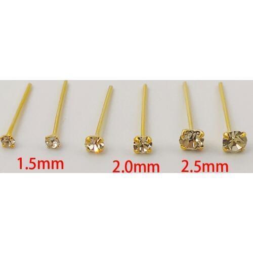 925 sterling silver Nose Stud clear crystal straight nose pin piercing 20pcs/lot