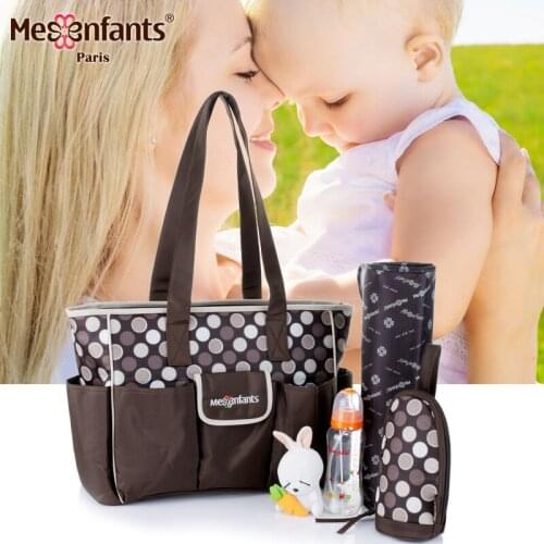 Mesenfants 2 PCS/SET Dot Baby Nappy Bags Suit Large Capacity Multifunction Diaper Bag Mother Maternity Handbag Baby Stroller Bag