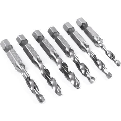 High hardness 1pcs 12-24NC 5.7mm Hex Shank HSS Drill Bit & Screw Tap of Imperial Units for Drilling Aluminum Plate Iron Tools