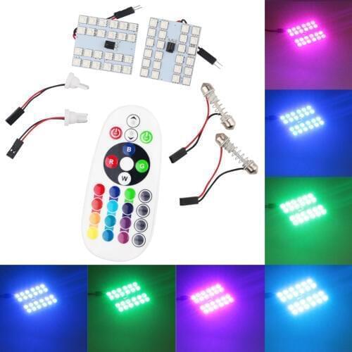 T10 5050 smd 21 colors remote control colorful rgb car interior led 12v lamps smd led reading dome map lamp auto 12v Auto