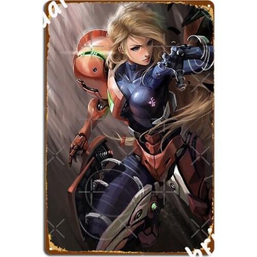 Zero Suit Samus Out Of The Varia Suit Metal Sign Garage Decoration Create Cave Pub Wall Cave Tin Sign Posters