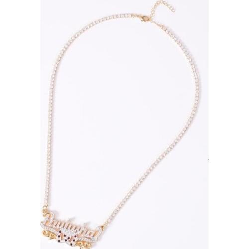 DUOYING Women Custom Necklace Gothic Double Plated Name Necklace Personalized Customized Letter Alloy Necklace For ChristmasGift