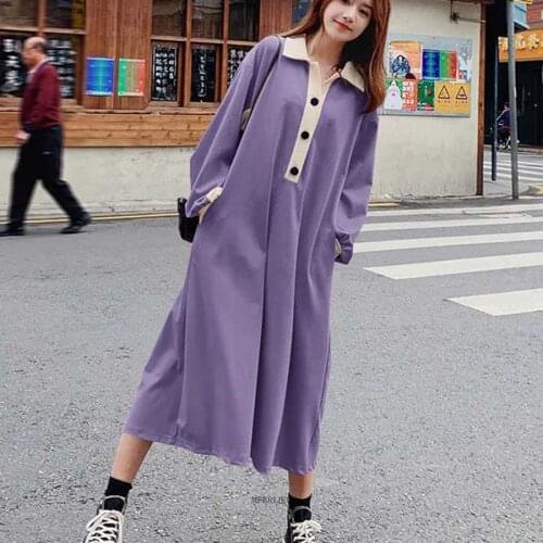 Plus Size 6XL 150kg Women Dress Turn Down Collar Long Sleeve Dress Ladies Casual Large Vinatege Dress Vestidos