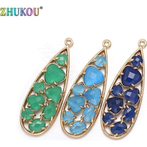 ZHUKOU 2019 1PCS Fashion mini Charms VD377B A drop of Tears Pendants for Women Gifts 4 styles charms for women Necklace Jewelry