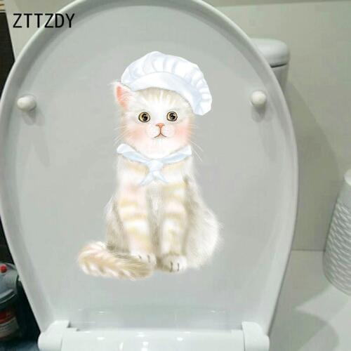 ZTTZDY 14.3*21.7CM Cute Pet Cat Bedroom Wall Decals WC Toilet Sticker Home Decoration T2-0011