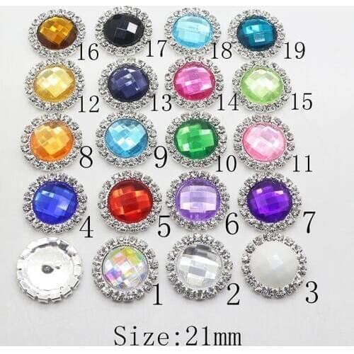 10Pc 21mm Acrylic rhinestone Button metal sewing clothing buttons Wedding inviations decorate hair flower center scrapbooking
