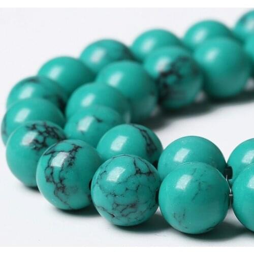 Green Turquoise Loose Beads Natural Gemstone Smooth Round for Jewelry Making