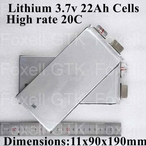 21pcs 3.7v 22Ah Lithium cobalt oxide battery 20C max discharge 400A high current for diy pack 24v 20ah power tools
