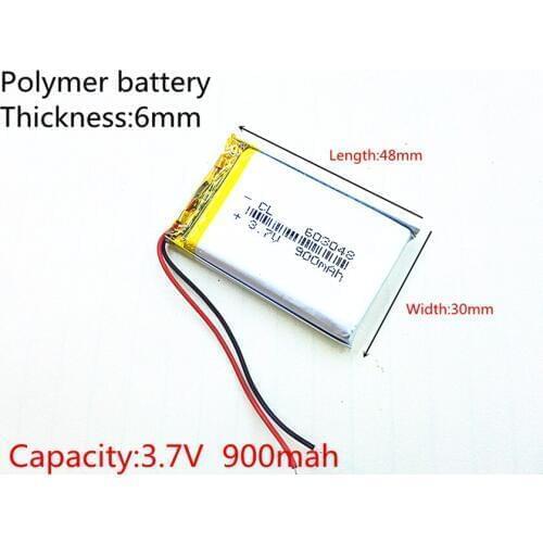3.7V,900mAH,603048 PLIB; polymer lithium ion / Li-ion battery for GPS,mp3,mp4,mp5,dvd,,model toy mobile