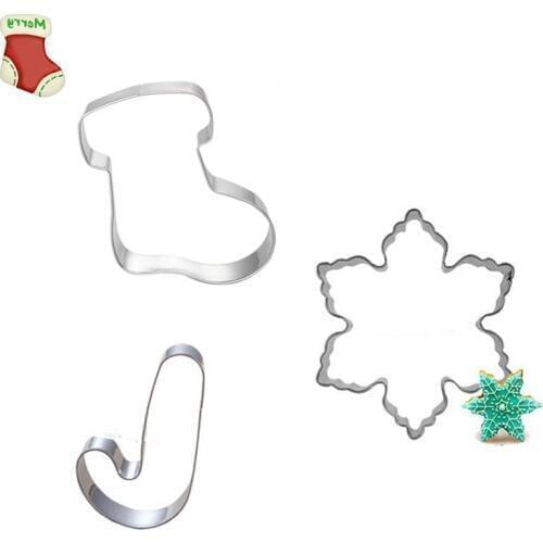 3pcs Press Icing Set Baking & Pastry Tools Christmas Cookie Kitchen Accessories Dessert Decoration Stainless Steel Fondant