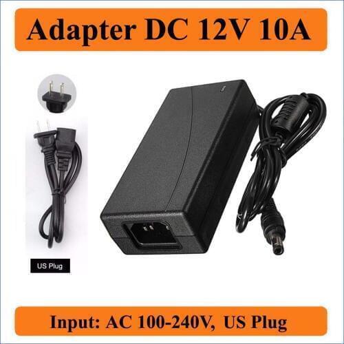 12V 10A US Plug AC DC Adapter AC100-240V Converter to DC 12V 120W Power Supply Charger for 5050/3528 SMD LED strips/LCD Monitor