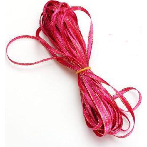 25Yard 1/8''(3mm) Rose Red Gold Edge Ribbon high quality grosgrain satin ribbons gift packaging ribbons Wedding Party Decoration