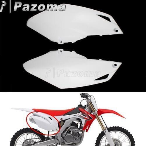 Motorcycle White Plastic Side Cover For Honda CRF 250R 2014-2017 CRF 450R 2013-2016 Motocross Dirt Bike Enduro Fairing Cowling