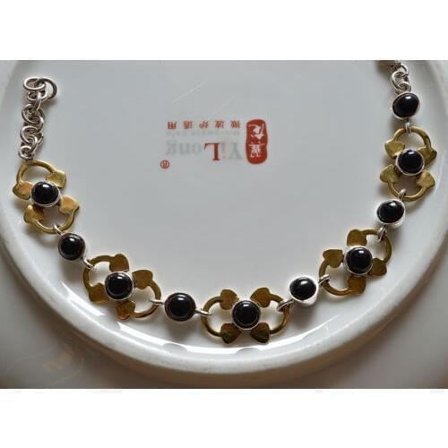 Hand Made Genuine Black Onyx Bracelet 100% 925 Sterling Silver Jewelry BR0045