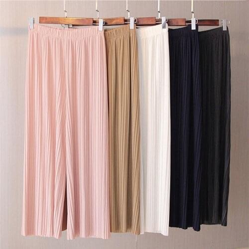 Summer Female Wrinkled Loose Thin Section Wide Range Legs Long Loose Trousers Leg Pants High Waist Korean Pants Fashion Sexy