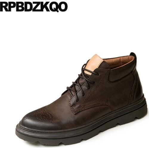 Designer ankle full grain leather boots autumn brogue wedding formal business genuine men party lace up shoes 2018 dress oxford