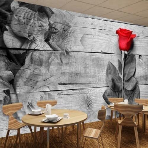 Photo wallpaper high definition wallpaper Retro retro wooden rose floral backdrop wallpaper high quality murals