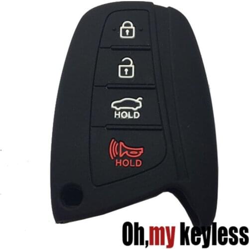 Horande Silicone Rubber Smart Remote Key Fob Cover Protector Keyless Entry Case For 2015-2016 Hyundai Genesis 2013-2015 Santa Fe