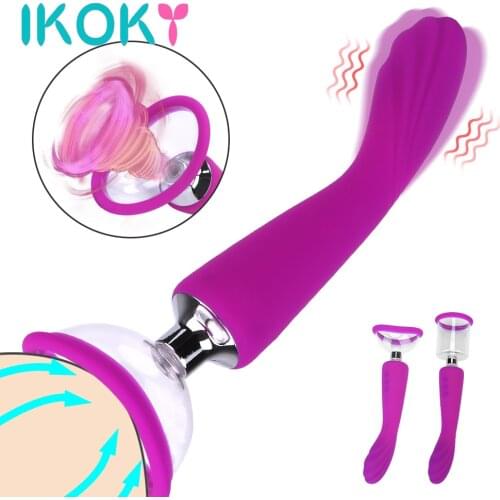 IKOKY Vagina Sucking Vibrator Nipple Sucker Erotic Toys for Woman Super Powerful Oral Sex Suction Clitoral G-Spot Pump