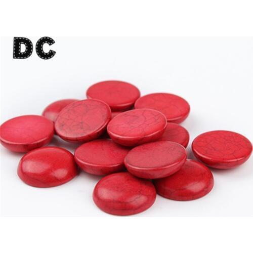 50pcs Natural Stone Necklace Charms Flat Back Red Color December Birthstone Howlite Cabochon beads Jewelry Making DIY Wholesale