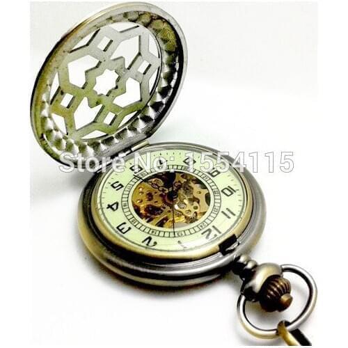 20pcs/lot Wholesale DHL Free Shipping High Quality Hollowed Mechanical Pocket Watch Retro Real Engraved Flip Watch Hot Sale
