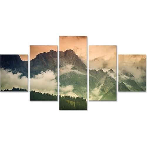 German Bavarian Alps Modular Canvas Painting Living Room Wall Art 5 Pieces Pictures Print Poster Home Decor