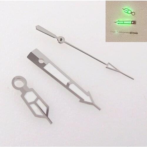 White Watch Hands Set Needles For ETA 2824 2836 Green Luminous Wristwatch Parts Replacement