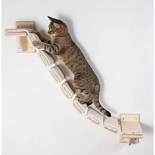 Wall-mounted Cat Climbing Ladder Wood Stairs Jumping Platform Cat Climbing Frame Kitten Jumping Board DIY Pet Furniture Cat Tree