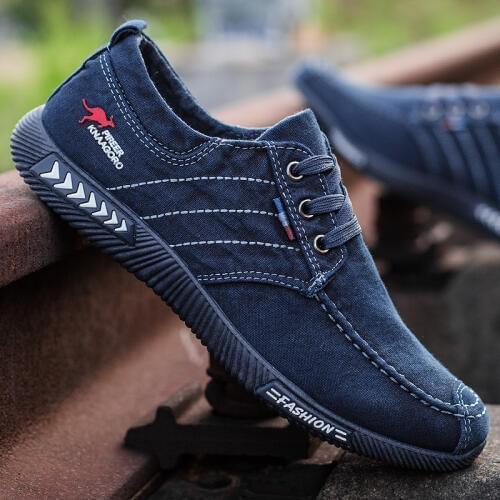 2020 spring and autumn new canvas shoes non-slip mens soft bottom lace casual non-slip mens denim canvas shoes